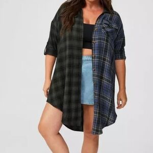 Torrid Black and Blue Plaid Shacket
